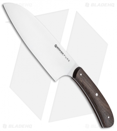 Boker Anso Pure CPM 6.75" Santoku Kitchen Knife Oak Wood