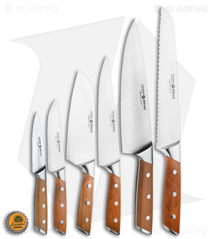 Boker Forge Wood 7-Piece Kitchen Knife Set Maple Wood w/ Wooden Block