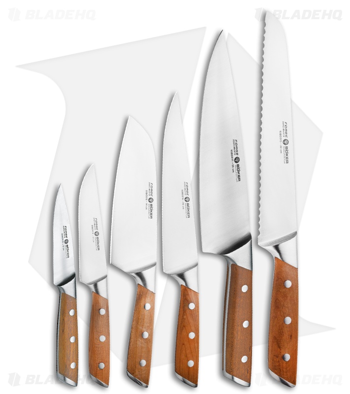 Boker Forge Wood 7-Piece Kitchen Knife Set Maple Wood w/ Wooden Block