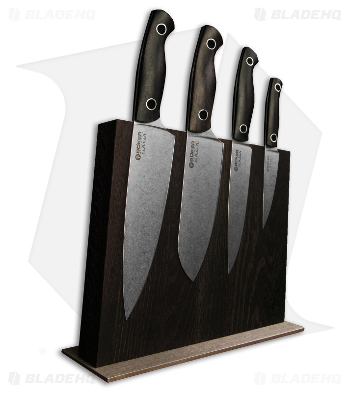 Boker Vox Saga 5-Piece Kitchen Knife Set Grenadill Wood w/ Magnetic Block