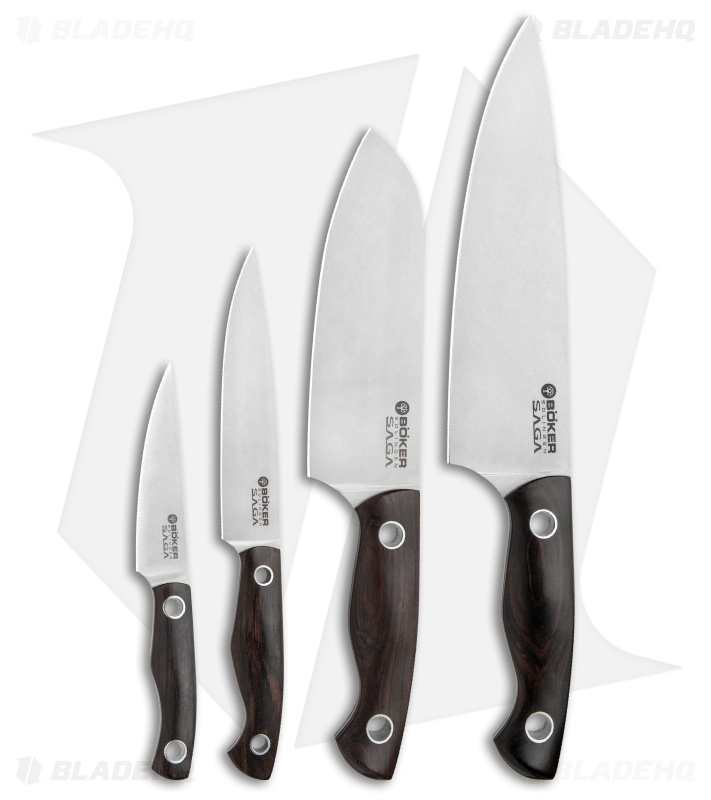 Boker Vox Saga 5-Piece Kitchen Knife Set Grenadill Wood w/ Magnetic Block