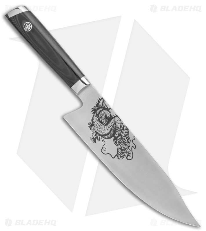 Mattia Borrani Production 8" Bowie Chef Kitchen Knife (Satin) Dragon