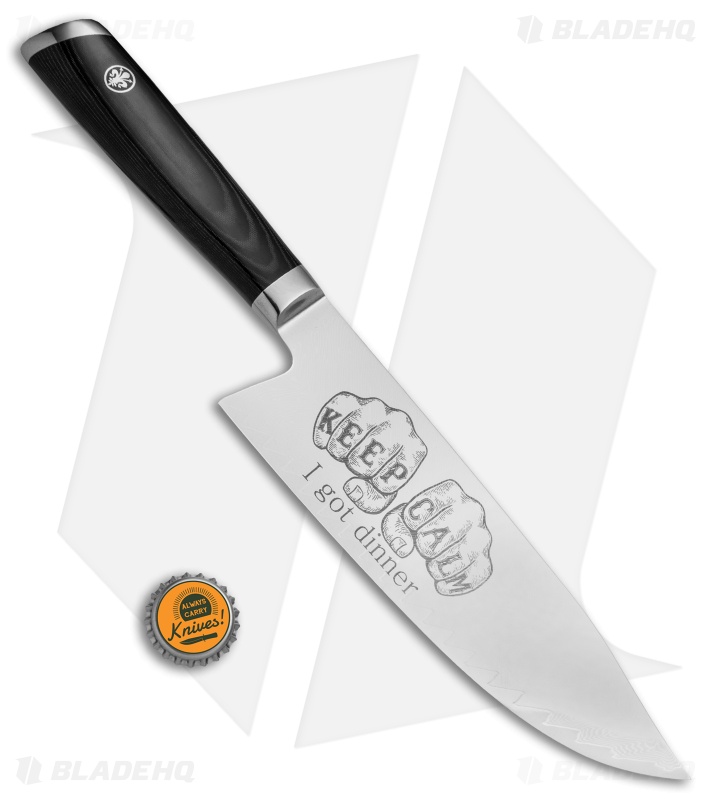 Mattia Borrani Production 8" Bowie Chef Kitchen Knife (Damascus) Keep Calm