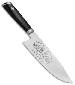 Mattia Borrani Production 8" Bowie Chef Kitchen Knife (Damascus) Keep Calm