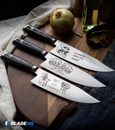 Mattia Borrani Production 8" Bowie Chef Kitchen Knife (Satin) Keep Calm