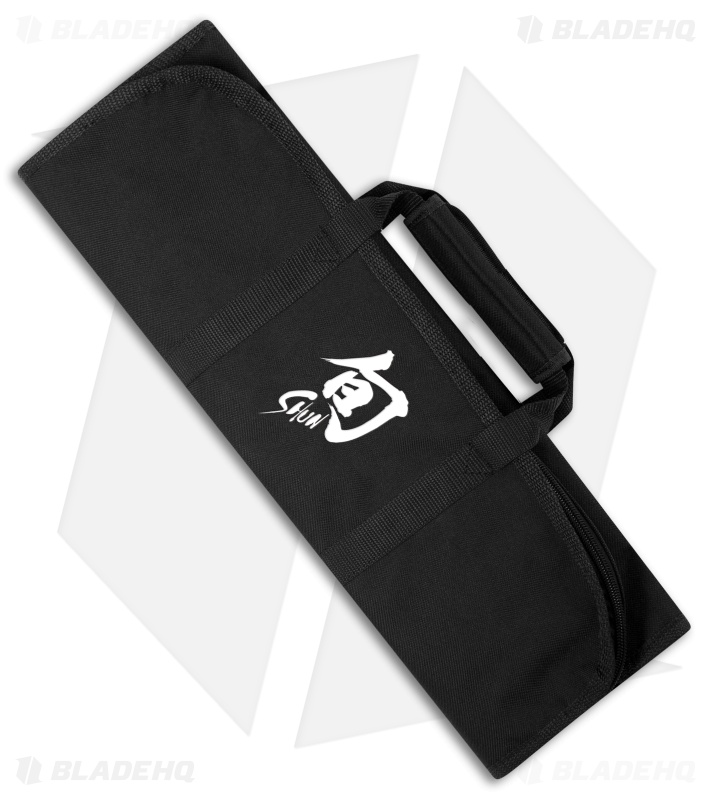Shun 8-Slot Black/White Knife Roll w/Straps - DM0880