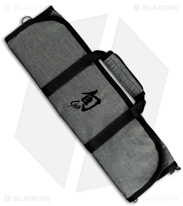 Shun 8-Slot Gray/Black Knife Roll w/Straps - DM0884