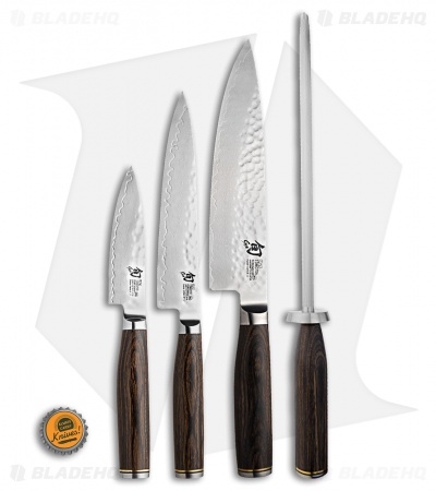 Shun Premier 5-Piece Starter Bamboo Block Knife Set Pakkawood