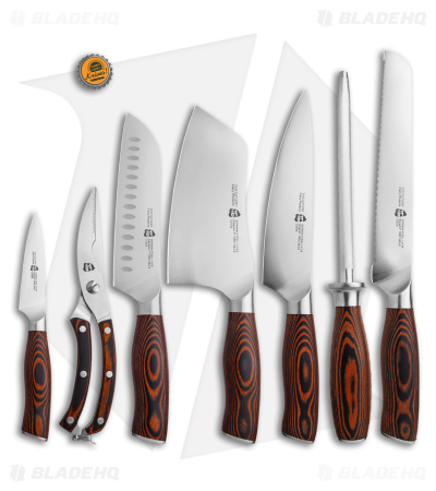 Tuo Cutlery Fiery Phoenix 8-Piece Kitchen Knife Block Set (Chef's + Bead)