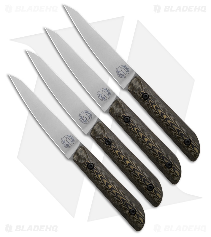 White River Knives Liong Mah Four Steak Knife Set Maple & Blk Richite
