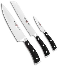 Wusthof Classic Ikon 3-Piece Kitchen Knife Starter Set Black Polymer