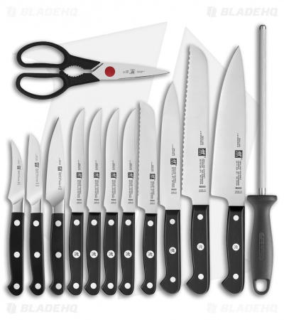 HENCKELS ZWILLING JA Henckels Zwilling gourmet 14-pc knife block set, 3.15  Pound, Black/Stainless Steel