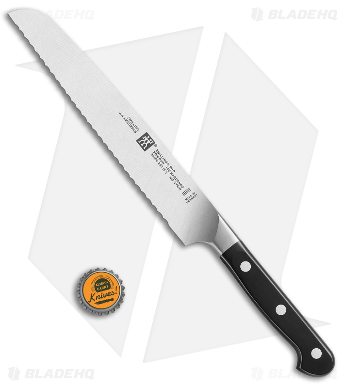 Zwilling Pro 8" Bread Kitchen Knife Black Three Pin