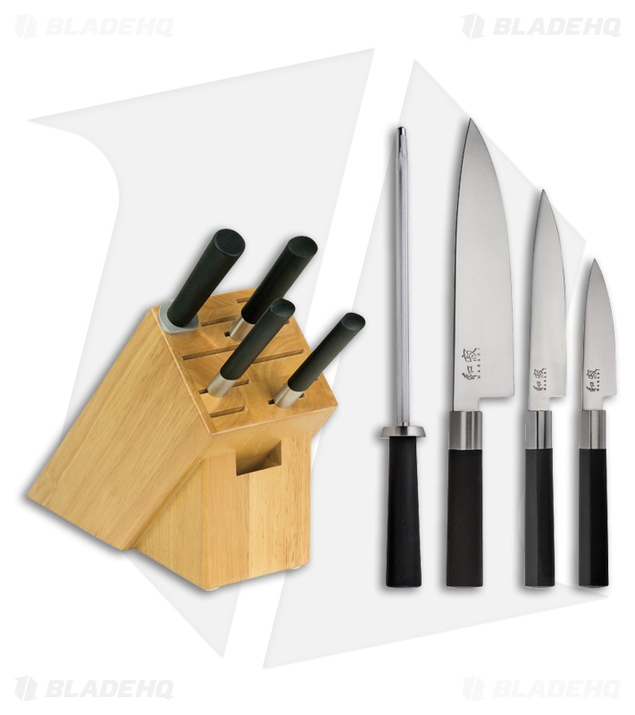 Kai Wasabi 5 Piece Kitchen Knife Set W Bamboo Storage Block Kai Wasabi 5 Piece Kitchen Knife Set W Bamboo Storage Block Wsb0500 Blade Hq