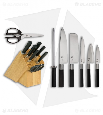 Kai Wasabi 8-Piece Kitchen Knife Set w/ Bamboo Storage Block - WSB0800