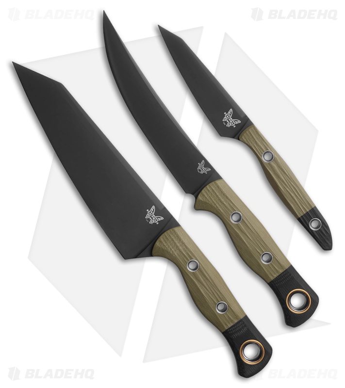 Benchmade 3 Piece Kitchen Knife Set OD Green/Black G-10 4005BK-01