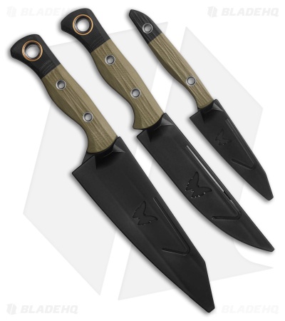 Benchmade 3 Piece Kitchen Knife Set OD Green/Black G-10 4005BK-01