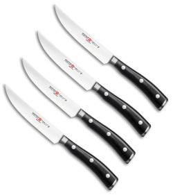 Wusthof Classic Ikon 4-Piece Steak Knife Set Black Polymer