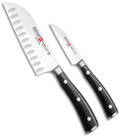 Wusthof Classic Ikon 2-Piece Kitchen Knife Mini Asian Set Black Polymer