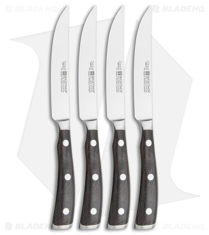 Wusthof Ikon 4Piece Steak Knife Set w/ Walnut Chest Blade HQ