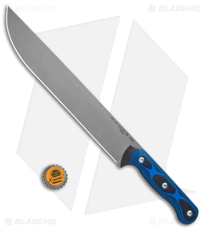 TOPS Knives Dicer 10 Slicer Knife 10" Black/Blue G-10 