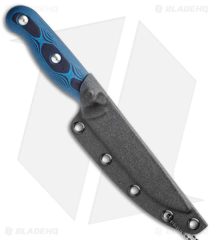 TOPS Knives Dicer 4 Drop Point Steak Knife Black/Blue G-10 (4.38" Tumbled S35VN)