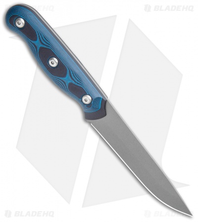TOPS Knives Dicer 4 Drop Point Steak Knife Black/Blue G-10 (4.38" Tumbled S35VN)