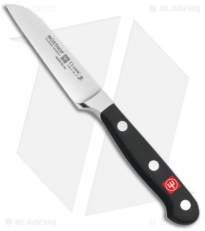 Wusthof Classic Flat Cut Paring Knife Black (3" Satin) Blade HQ