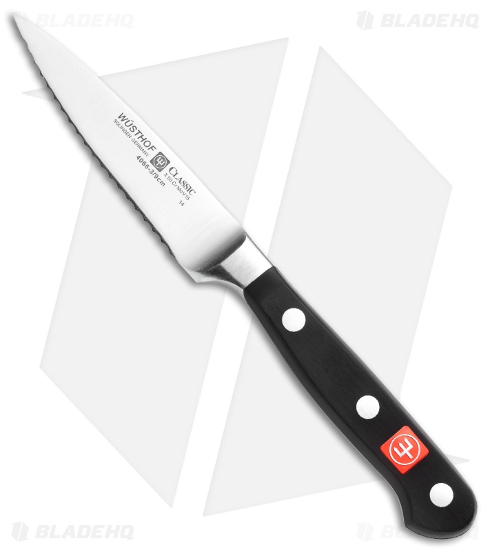 Wusthof Classic 3.5" Serrated Paring Kitchen Knife Black Blade HQ