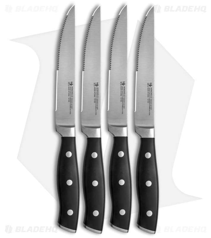 Henckels Forged Accent 4-Piece Steak Knife Set Black Polymer
