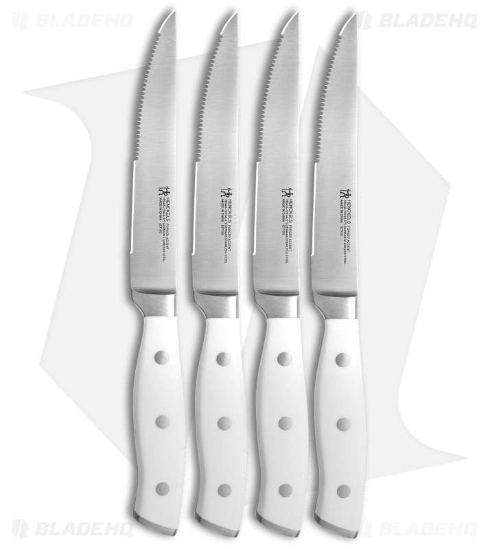Henckels Forged Accent 4-Piece Steak Knife Set White Polymer