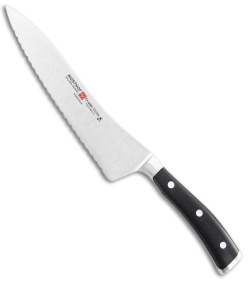 Wusthof Classic Ikon 8" Offset Deli  Fillet Kitchen Knife Black Polymer