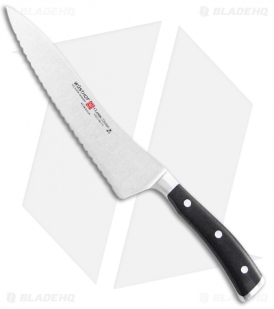 Wusthof Classic Ikon 8" Offset Deli  Fillet Kitchen Knife Black Polymer