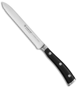 Wusthof Classic Ikon 5" Serrated Utility Kitchen Knife Black Polymer