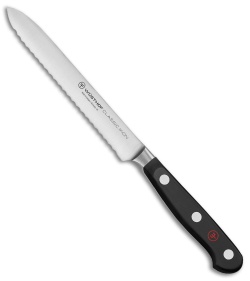 Wusthof Classic 5" Serrated Utility Kitchen Knife Black Polymer