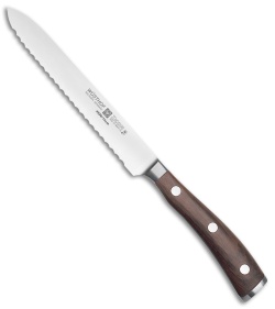 Wusthof Ikon 5" Serrated Utility Kitchen Knife Grenadill Wood