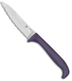 Spyderco Counter Critter Kitchen Knife Purple (3.4" Satin Serrated) K21SPR