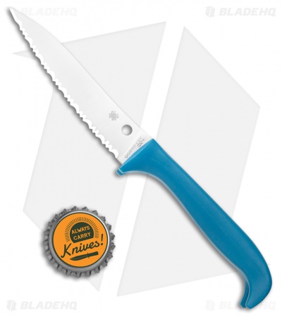 Spyderco Counter Puppy Kitchen Knife Blue (3.4" Satin Full Serr) K20SBL 