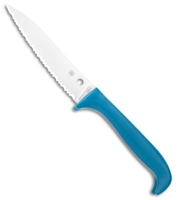 Spyderco Counter Puppy Kitchen Knife Blue (3.4&quot; Satin Full Serr) K20SBL  | 112727