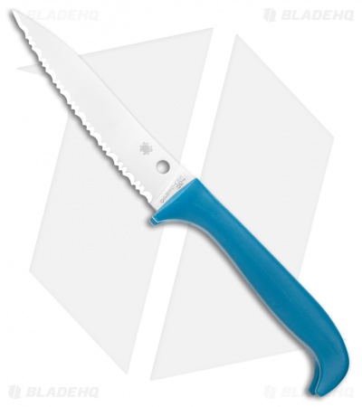Spyderco Counter Puppy Kitchen Knife Blue (3.4" Satin Full Serr) K20SBL 