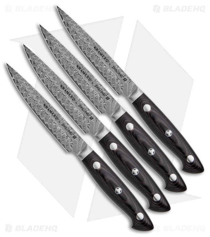 Kramer by Zwilling Stainless Damascus Steak Knife Set Blade HQ