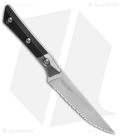 Microtech 4pc Steak Knife Fixed Blade Set Black G10 (4.50" Stonewash Serrated)