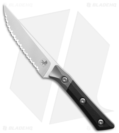 Microtech 4pc Steak Knife Fixed Blade Set Black G10 (4.50" Stonewash Serrated)