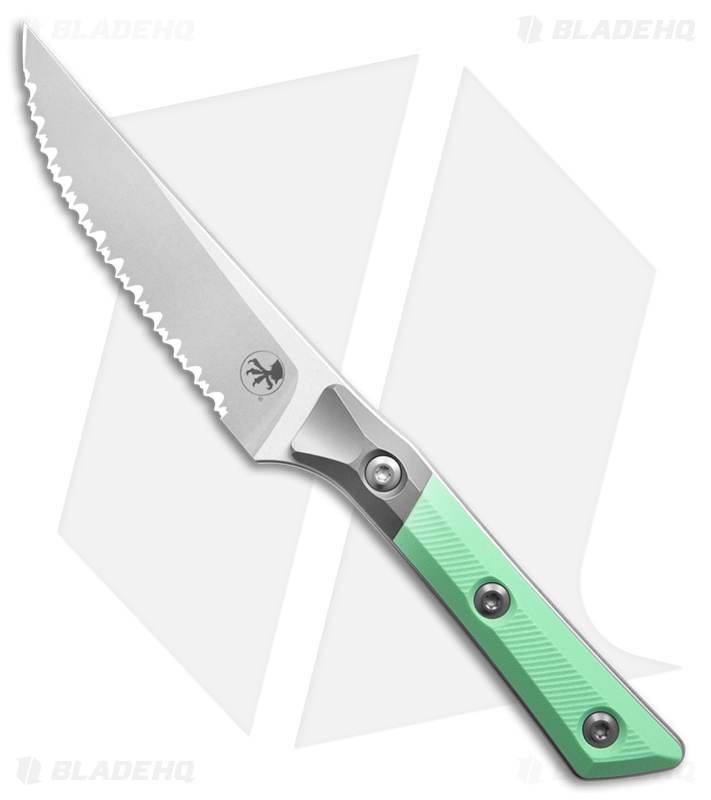 Microtech 4pc Steak Knife Fixed Blade Set Caribbean Blue G10 (4.50" SW Serrated)