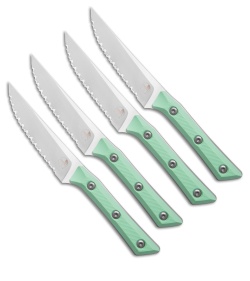 Microtech 4pc Steak Knife Fixed Blade Set Caribbean G-10 (4.50" SW Serrated)