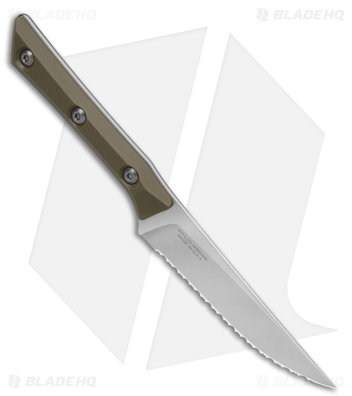 Microtech 4pc Steak Knife Fixed Blade Set OD Green G-10 (4.50" SW Serrated)