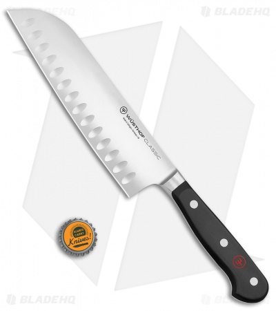 Wusthof Classic 7" Hollow Edge Santoku Kitchen Knife Black Polymer