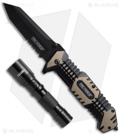 Tac-Force Two Piece Tactical Knife + Flashlight Gift Pack