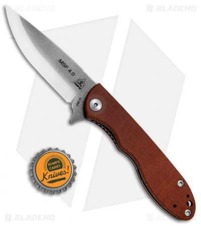 TOPS Knives Mini Scandi Folder MSF-4.0 Flipper Knife Tan Micarta (3.25" SW)