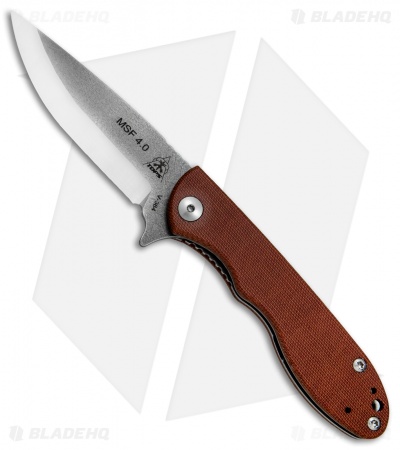 TOPS Knives Mini Scandi Folder MSF-4.0 Flipper Knife Tan Micarta (3.25" SW)